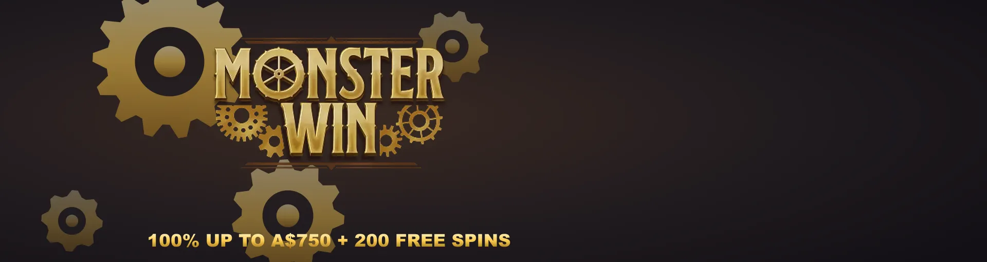 MonsterWin casino banner on a phone screen with the 100% up to A$750 and 200 free spins welcome offer MonsterWin casino banner on a phone screen with the 100% up to A$750 and 200 free spins welcome offer