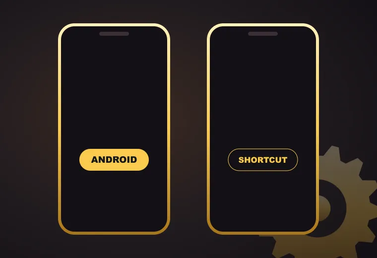 Two phones for MonsterWin casino: the Android app and an iPhone home-screen shortcut